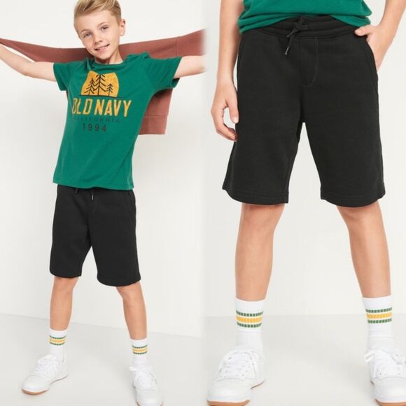Old Navy Boys Fleece Jogger Black Shorts L (10-12) - Picture 1 of 9